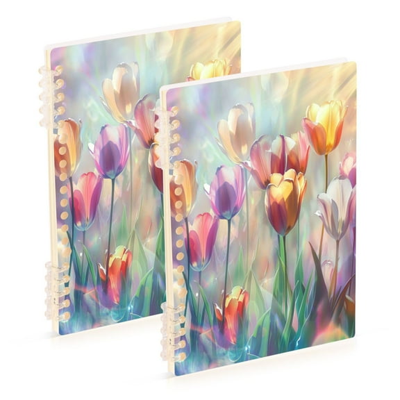 Wirebound Notebook Hardcover Spiral Notebooks Colorful Tulips, 60 Pages, 80 GSM, 5.7 x 8.3in