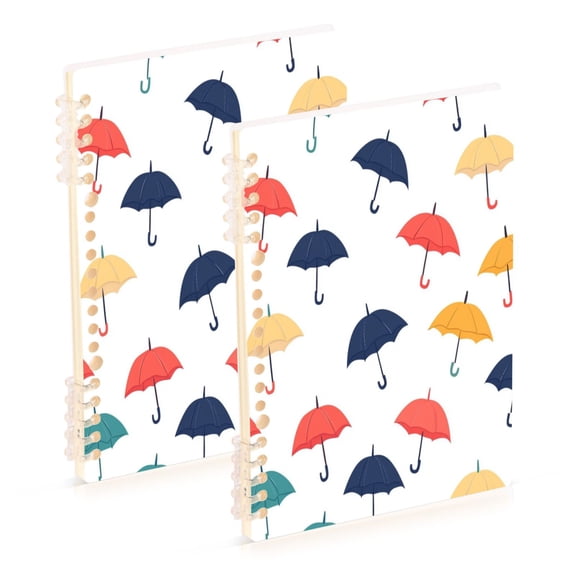 Wirebound Notebook Hardcover Spiral Notebooks Colorful Umbrellas Pattern, 60 Pages, 80 GSM, 5.7 x 8.3in
