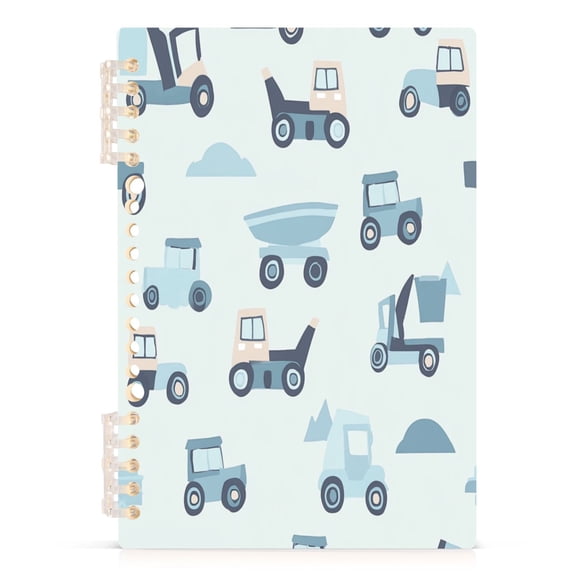 Wirebound Notebook Hardcover Spiral Notebooks Construction Vehicles, 60 Pages, 80 GSM, 5.7 x 8.3in