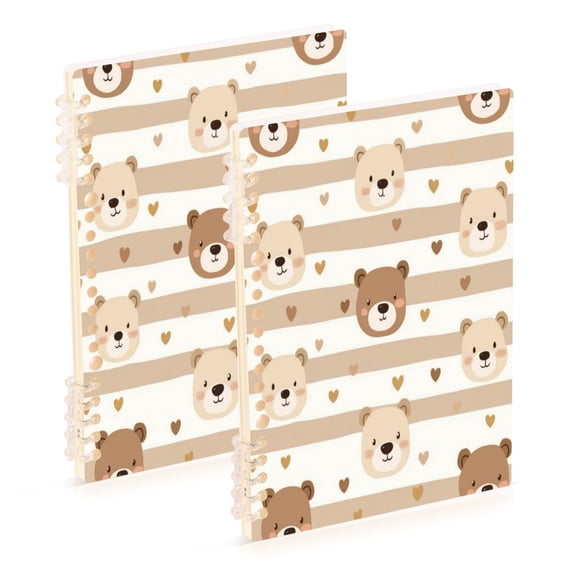 Wirebound Notebook Hardcover Spiral Notebooks Cute Bear Face Pattern, 60 Pages, 80 GSM, 5.7 x 8.3in