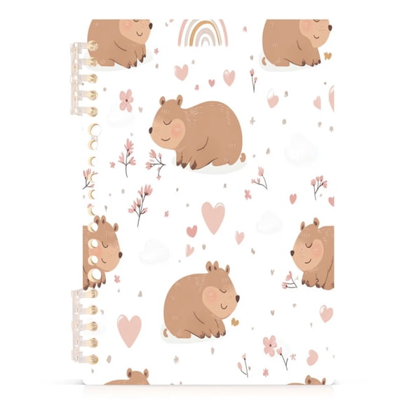 Wirebound Notebook Hardcover Spiral Notebooks Cute Capybara Pattern, 60 Pages, 80 GSM, 5.7 x 8.3in