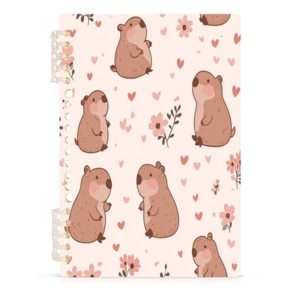 Wirebound Notebook Hardcover Spiral Notebooks Cute Capybaras, 60 Pages, 80 GSM, 5.7 x 8.3in