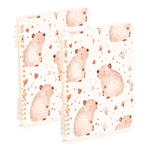 Wirebound Notebook Hardcover Spiral Notebooks Cute Capybaras Pattern, 60 Pages, 80 GSM, 5.7 x 8.3in