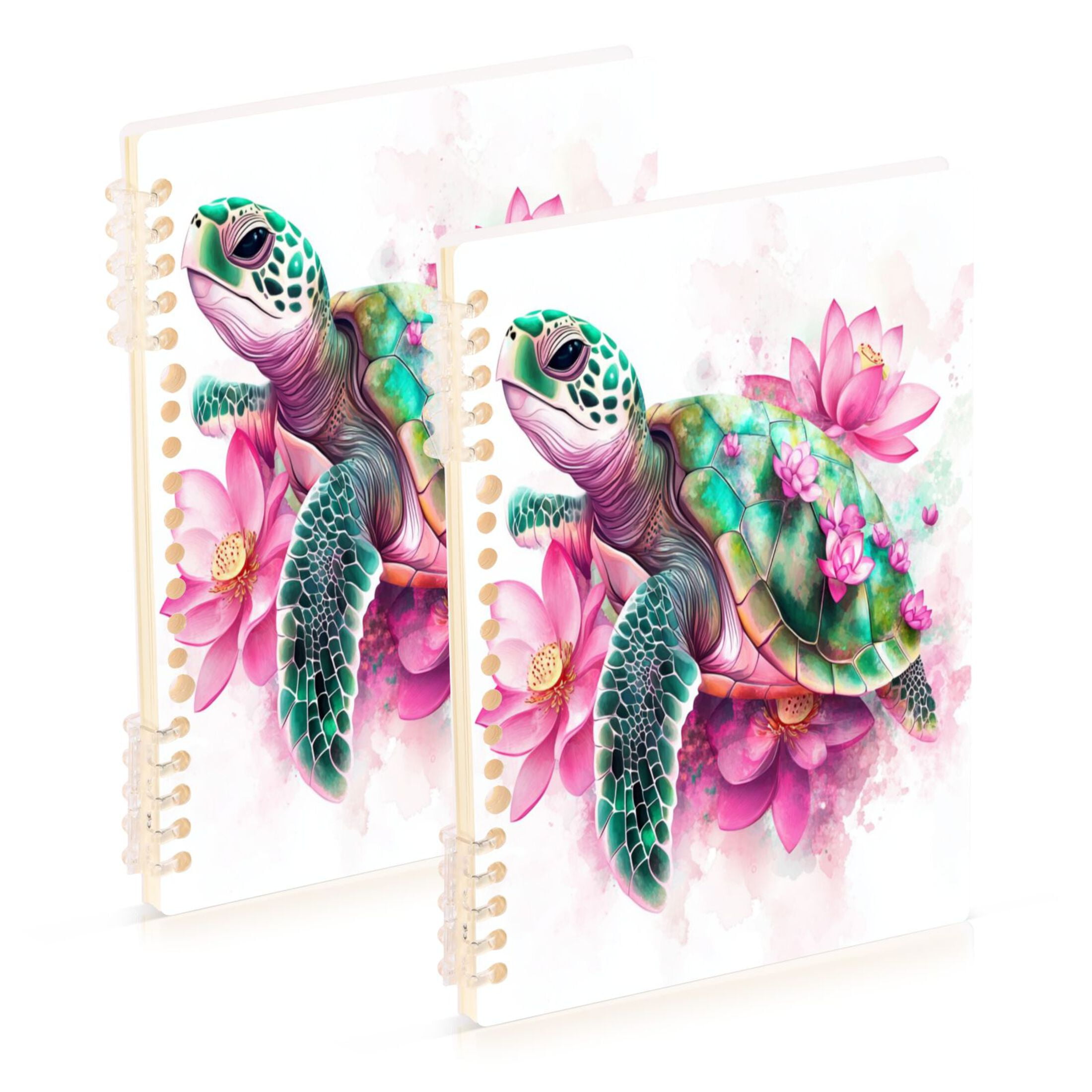 Turtle With Notebook Wirebound Notebook Hardcover Spiral Notebooks Cute Cartoon Sea Turtle ...