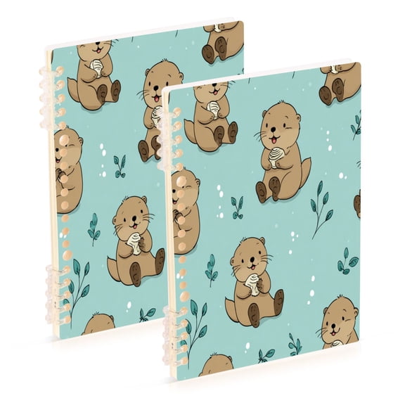 Wirebound Notebook Hardcover Spiral Notebooks Cute Otter Pattern, 60 Pages, 80 GSM, 5.7 x 8.3in
