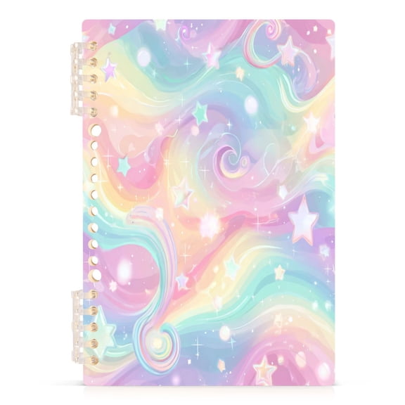 Wirebound Notebook Hardcover Spiral Notebooks Cute Pastel Rainbow Background, 60 Pages, 80 GSM, 5.7 x 8.3in