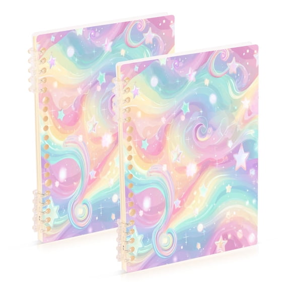 Wirebound Notebook Hardcover Spiral Notebooks Cute Pastel Rainbow Background, 60 Pages, 80 GSM, 5.7 x 8.3in