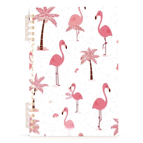 Wirebound Notebook Hardcover Spiral Notebooks Cute Pink Flamingos and Palm Trees, 60 Pages, 80 GSM, 5.7 x 8.3in