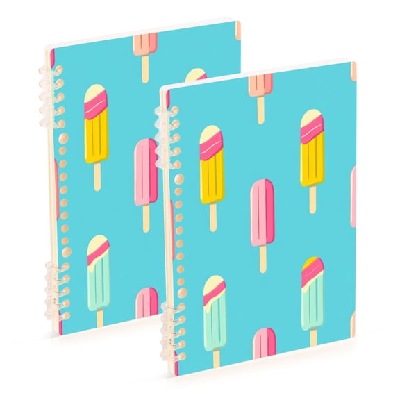 Wirebound Notebook Hardcover Spiral Notebooks Cute Summer Popsicle, 60 Pages, 80 GSM, 5.7 x 8.3in