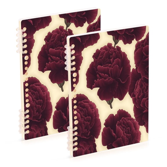 Wirebound Notebook Hardcover Spiral Notebooks Dark Red Carnations, 60 Pages, 80 GSM, 5.7 x 8.3in