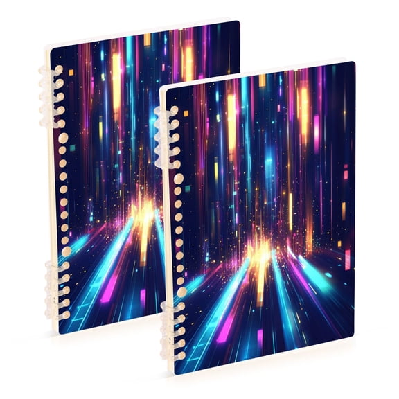Wirebound Notebook Hardcover Spiral Notebooks Dynamic Light Beams, 60 Pages, 80 GSM, 5.7 x 8.3in