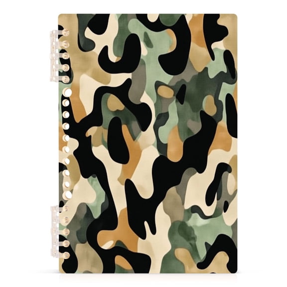 Wirebound Notebook Hardcover Spiral Notebooks Earthy Tones Camouflage Pattern, 60 Pages, 80 GSM, 5.7 x 8.3in