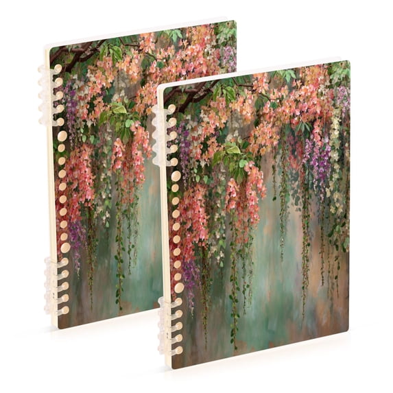 Wirebound Notebook Hardcover Spiral Notebooks Enchanted Flowers Painting, 60 Pages, 80 GSM, 5.7 x 8.3in