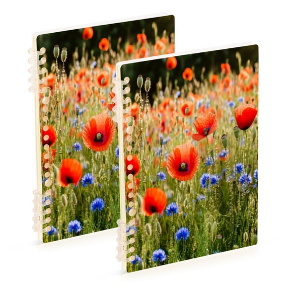 Wirebound Notebook Hardcover Spiral Notebooks Field Of Wildflowers, 60 Pages, 80 GSM, 5.7 x 8.3in