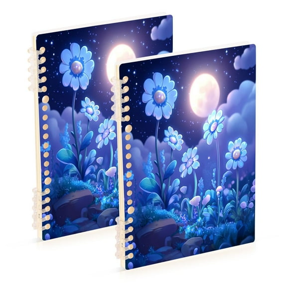 Wirebound Notebook Hardcover Spiral Notebooks Glowing Flowers, 60 Pages, 80 GSM, 5.7 x 8.3in