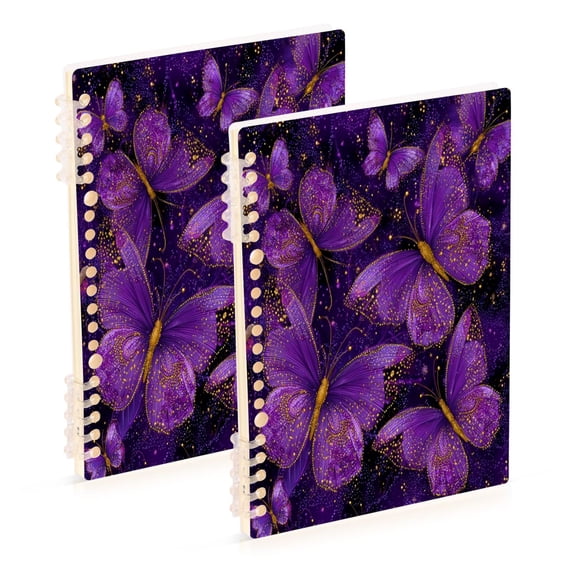 Wirebound Notebook Hardcover Spiral Notebooks Glowing Purple Butterfly, 60 Pages, 80 GSM, 5.7 x 8.3in
