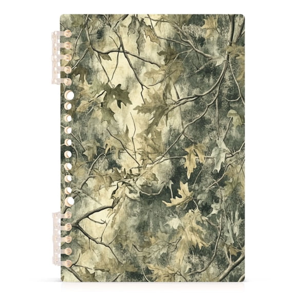 Wirebound Notebook Hardcover Spiral Notebooks Green Camouflage Pattern, 60 Pages, 80 GSM, 5.7 x 8.3in