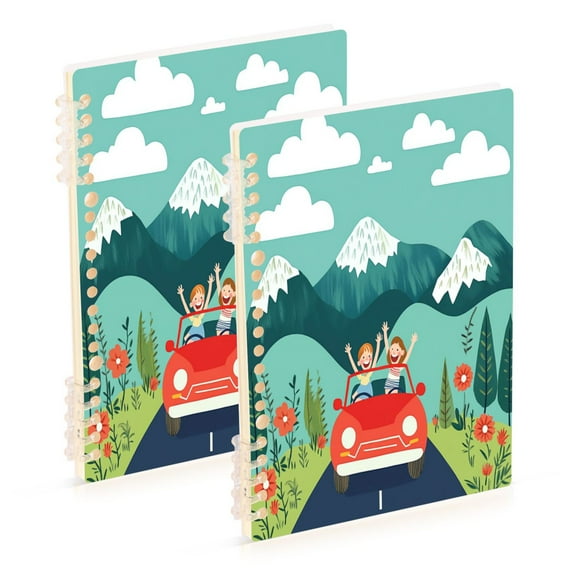 Wirebound Notebook Hardcover Spiral Notebooks Green Mountains and Blue Sky, 60 Pages, 80 GSM, 5.7 x 8.3in