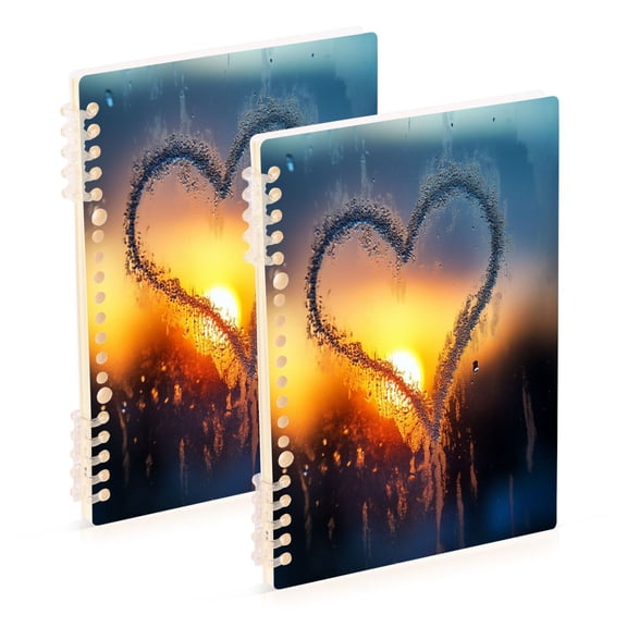 Wirebound Notebook Hardcover Spiral Notebooks Heart on The Window, 60 Pages, 80 GSM, 5.7 x 8.3in