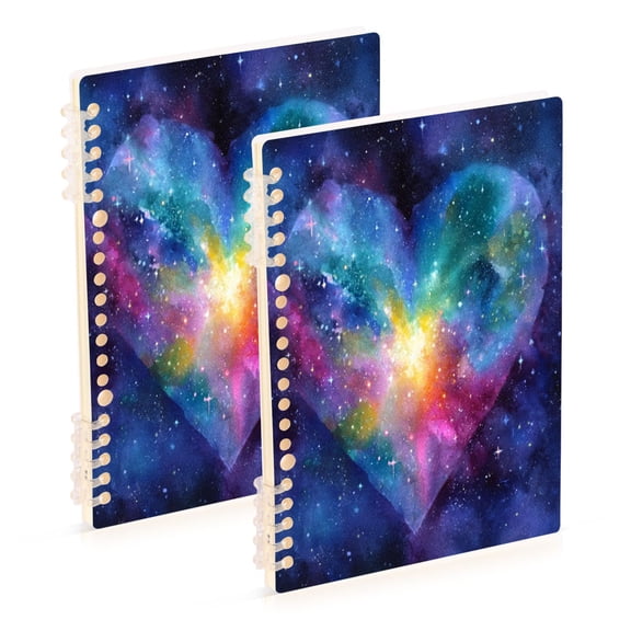 Wirebound Notebook Hardcover Spiral Notebooks Heart with Galaxy Background, 60 Pages, 80 GSM, 5.7 x 8.3in