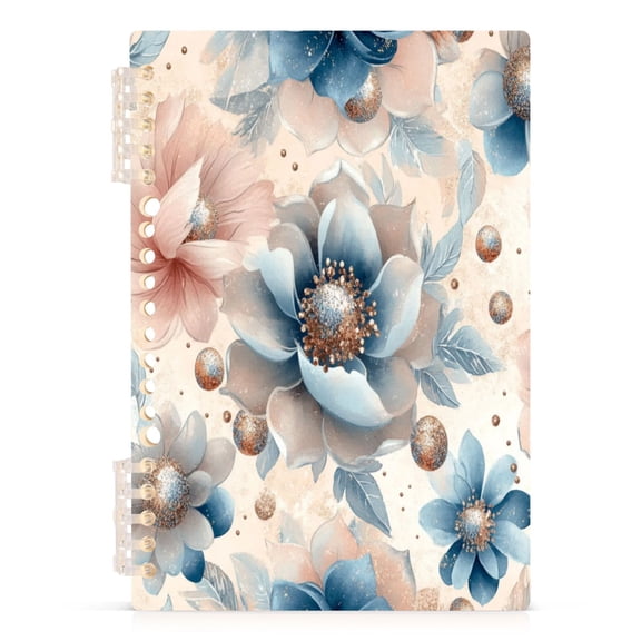 Wirebound Notebook Hardcover Spiral Notebooks Large Glitter Flowers, 60 Pages, 80 GSM, 5.7 x 8.3in