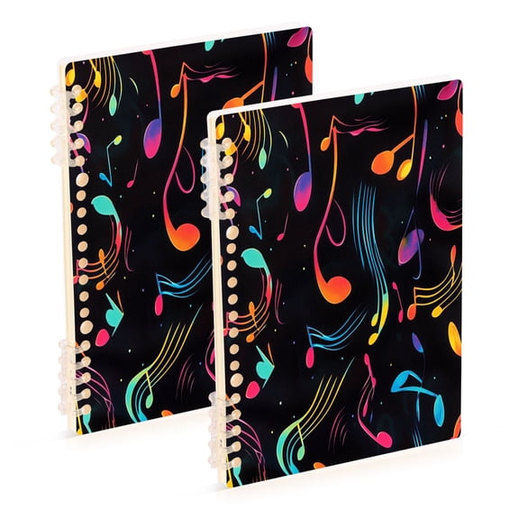 Wirebound Notebook Hardcover Spiral Notebooks,Musical Notes and Waves Pattern, 60 Pages, 80 GSM, 5.7 x 8.3in