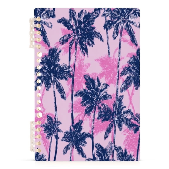 Wirebound Notebook Hardcover Spiral Notebooks Navy Blue Palm Tree, 60 Pages, 80 GSM, 5.7 x 8.3in