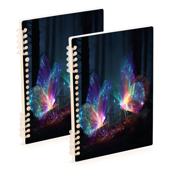Wirebound Notebook Hardcover Spiral Notebooks Neon Butterfly, 60 Pages, 80 GSM, 5.7 x 8.3in