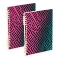 thumbnail image 1 of Wirebound Notebook Hardcover Spiral Notebooks Neon Pink and Teal Pattern, 60 Pages, 80 GSM, 5.7 x 8.3in, 1 of 8