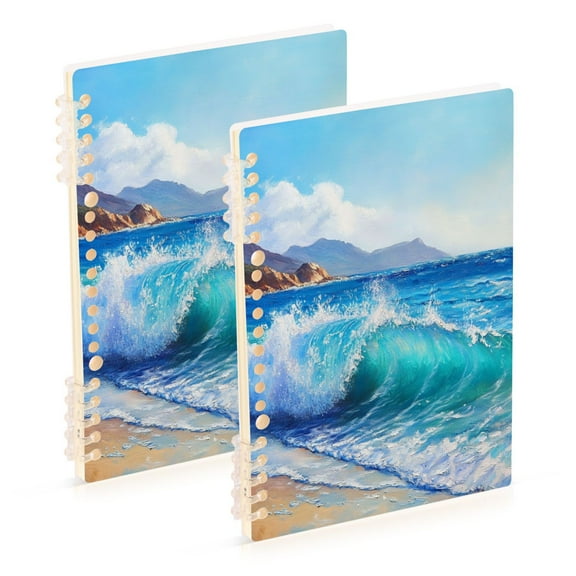 Wirebound Notebook Hardcover Spiral Notebooks Ocean Waves, 60 Pages, 80 GSM, 5.7 x 8.3in