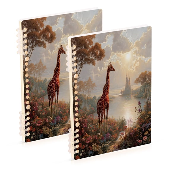 Wirebound Notebook Hardcover Spiral Notebooks Oil Painting Of Giraffe, 60 Pages, 80 GSM, 5.7 x 8.3in