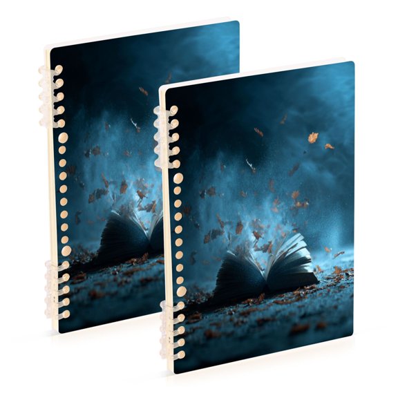 Wirebound Notebook Hardcover Spiral Notebooks Opened Book Pages, 60 Pages, 80 GSM, 5.7 x 8.3in 2PCS