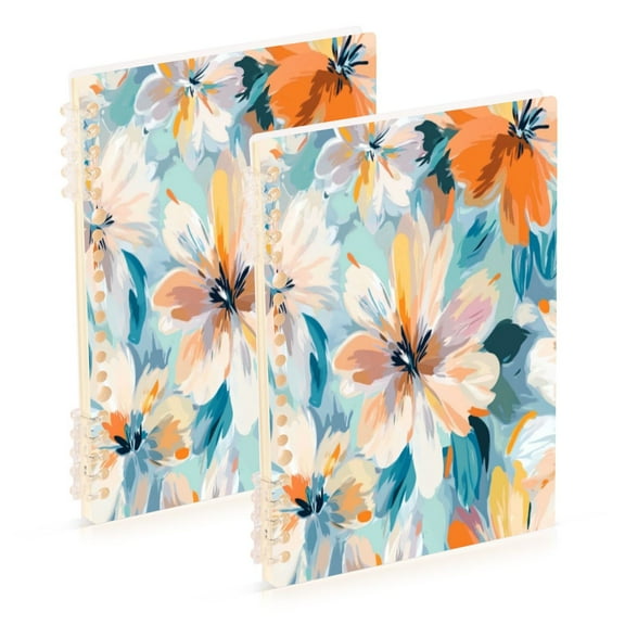 Wirebound Notebook Hardcover Spiral Notebooks Oversized Flowers Pattern, 60 Pages, 80 GSM, 5.7 x 8.3in