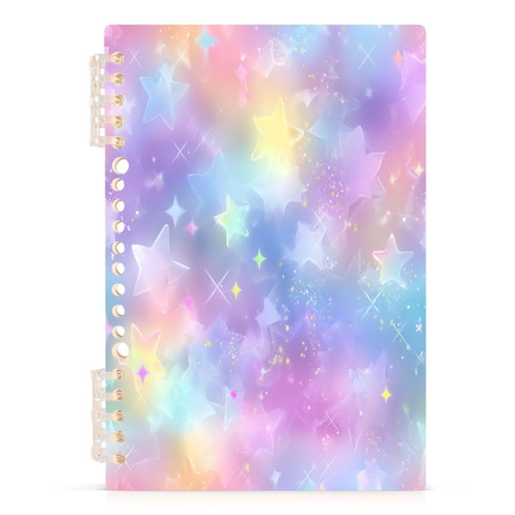 Wirebound Notebook Hardcover Spiral Notebooks Pastel Colors Stars Pattern, 60 Pages, 80 GSM, 5.7 x 8.3in