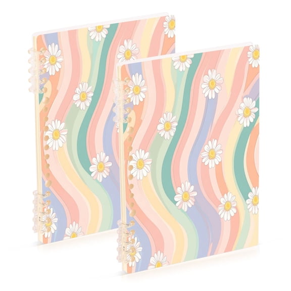 Wirebound Notebook Hardcover Spiral Notebooks Pastel Rainbow Colors Pattern, 60 Pages, 80 GSM, 5.7 x 8.3in