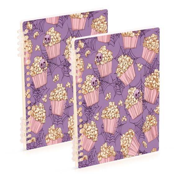 Wirebound Notebook Hardcover Spiral Notebooks Pastel Violet Popcorn, 60 Pages, 80 GSM, 5.7 x 8.3in 2PCS
