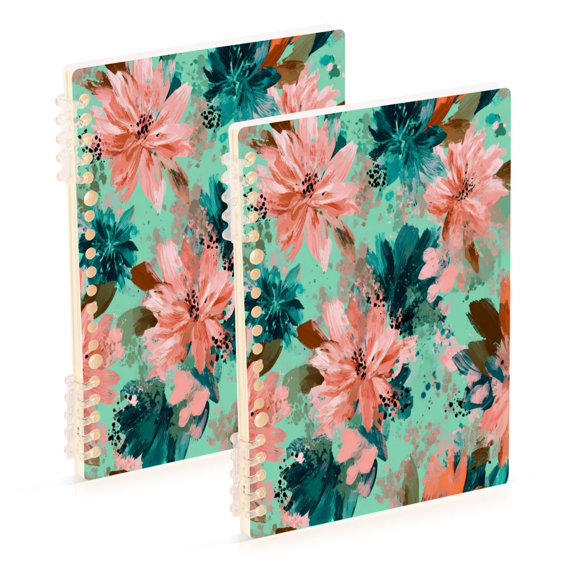 Wirebound Notebook Hardcover Spiral Notebooks Pink Abstract Floral Patterns, 60 Pages, 80 GSM, 5.7 x 8.3in