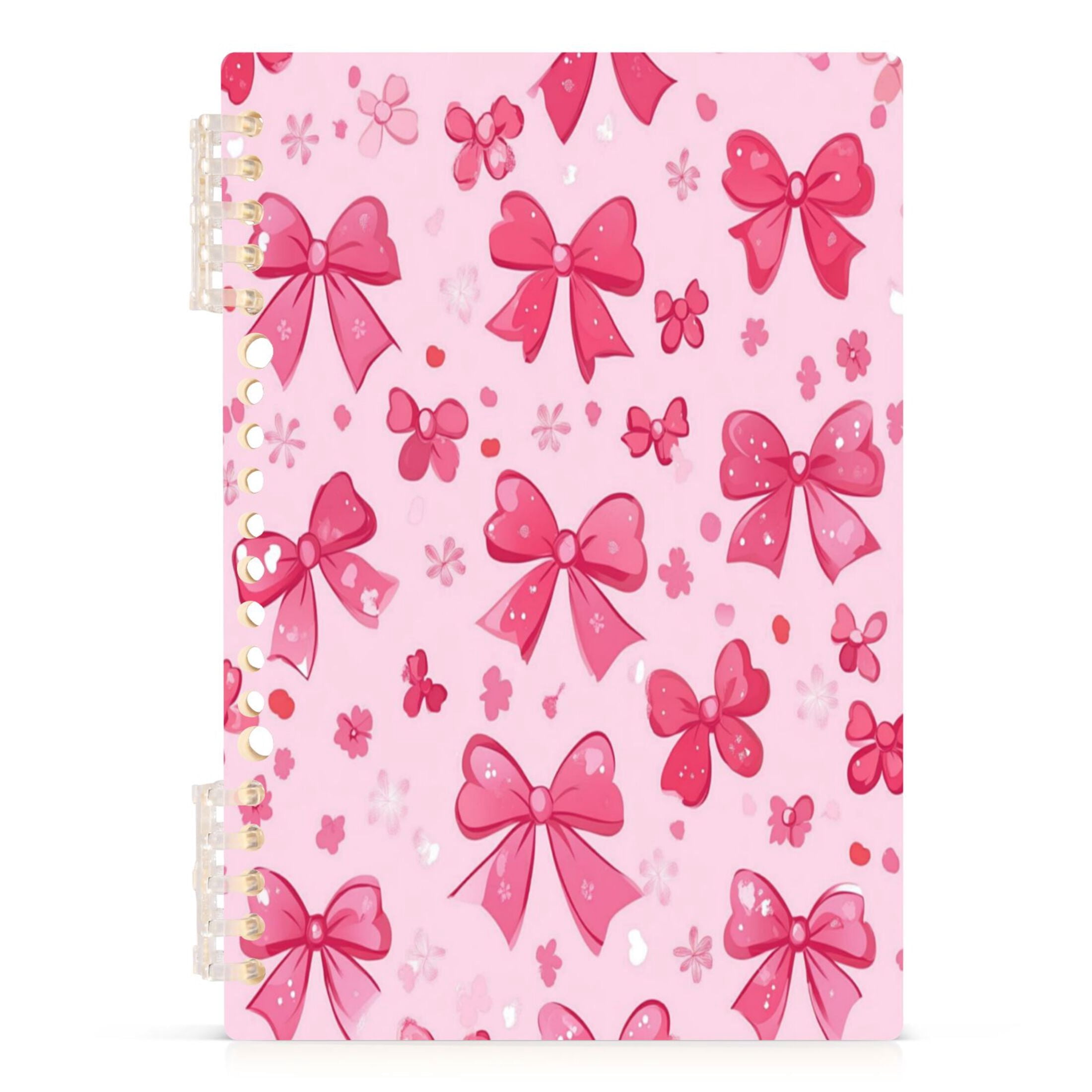 Wirebound Notebook Hardcover Spiral Notebooks Pink Cute Bows, 60 Pages ...