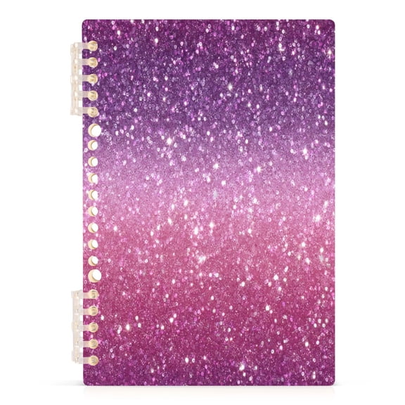 Wirebound Notebook Hardcover Spiral Notebooks Pink and Purple Glitter Pattern, 60 Pages, 80 GSM, 5.7 x 8.3in