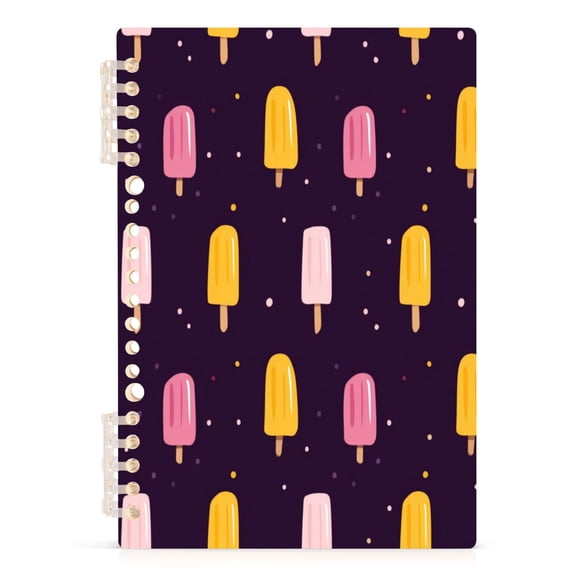 Wirebound Notebook Hardcover Spiral Notebooks Pink and Yellow Popsicle Pattern, 60 Pages, 80 GSM, 5.7 x 8.3in