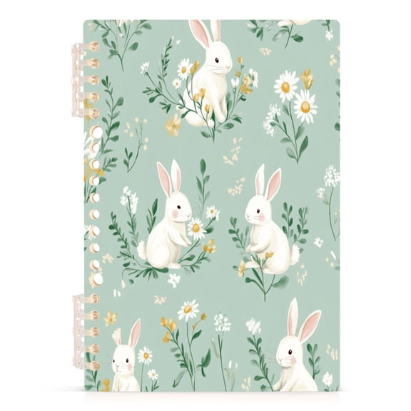 Wirebound Notebook Hardcover Spiral Notebooks Playful Rabbits, 60 Pages, 80 GSM, 5.7 x 8.3in
