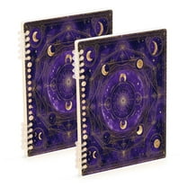 Wirebound Notebook Hardcover Spiral Notebooks Purple Celestial Pattern, 60 Pages, 80 GSM, 5.7 x 8.3in