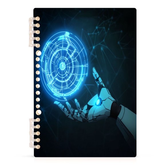 Wirebound Notebook Hardcover Spiral Notebooks Robot Hand, 60 Pages, 80 GSM, 5.7 x 8.3in