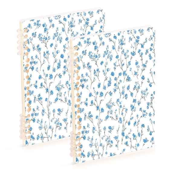 Wirebound Notebook Hardcover Spiral Notebooks Small Blue Floral Pattern, 60 Pages, 80 GSM, 5.7 x 8.3in
