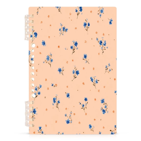Wirebound Notebook Hardcover Spiral Notebooks Small Blue and Orange Flowers, 60 Pages, 80 GSM, 5.7 x 8.3in
