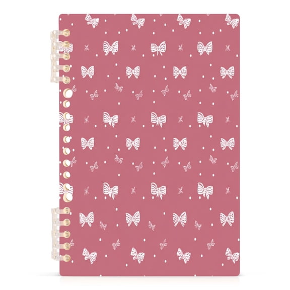 Wirebound Notebook Hardcover Spiral Notebooks Small Bows and Dots Pattern, 60 Pages, 80 GSM, 5.7 x 8.3in