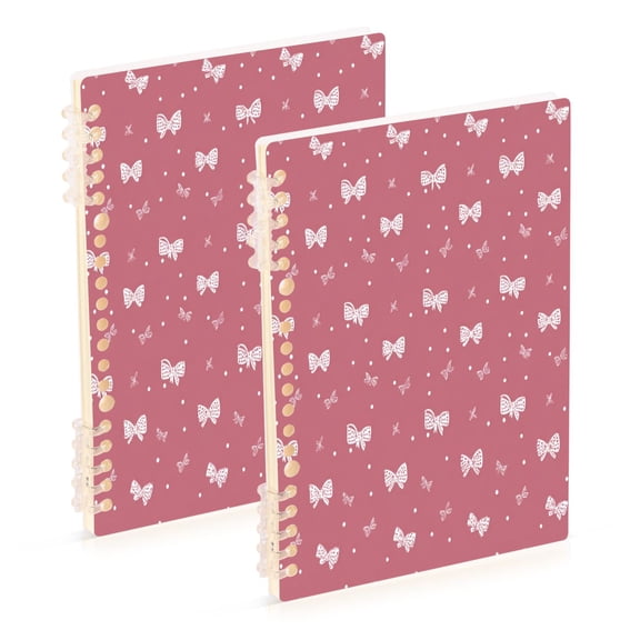 Wirebound Notebook Hardcover Spiral Notebooks Small Bows and Dots Pattern, 60 Pages, 80 GSM, 5.7 x 8.3in