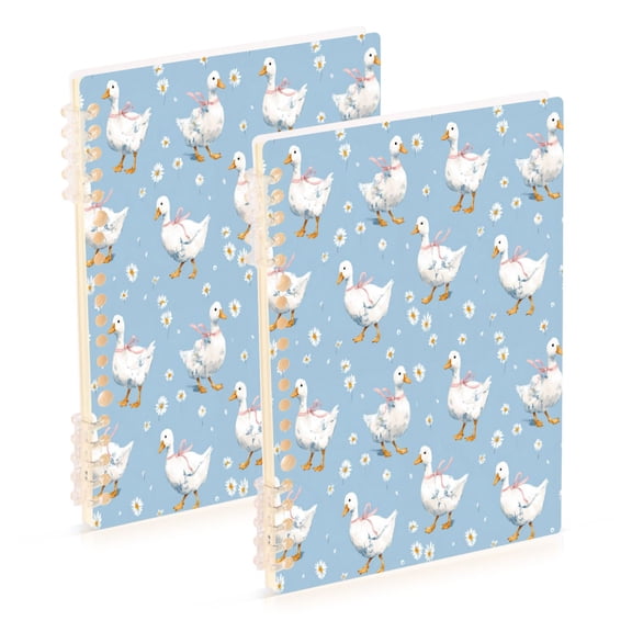 Wirebound Notebook Hardcover Spiral Notebooks Small Geese and Daisies, 60 Pages, 80 GSM, 5.7 x 8.3in