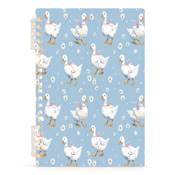 Wirebound Notebook Hardcover Spiral Notebooks Small Geese and Daisies, 60 Pages, 80 GSM, 5.7 x 8.3in