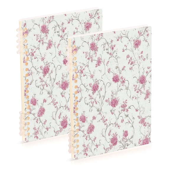 Wirebound Notebook Hardcover Spiral Notebooks Small Pink Floral Pattern, 60 Pages, 80 GSM, 5.7 x 8.3in
